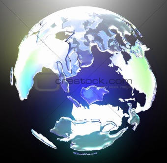 Translucent glowing world globe