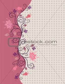 Pink vector flowers border