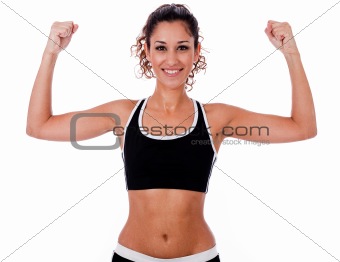Woman raising her hands doing exercises