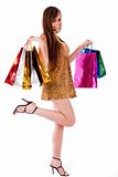 Young brunette girl with her shopping bags