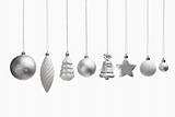 Silver set of Christmas ornaments