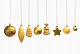 Golden set of Christmas ornaments