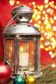 Christmas candle with blurred light