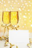 Champagne with blank invitation
