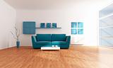 bright blue modern  lounge
