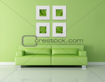 green leather couch