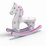 pink and white rocking horse