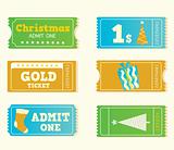 Blue and yellow retro cinema christmas tickets