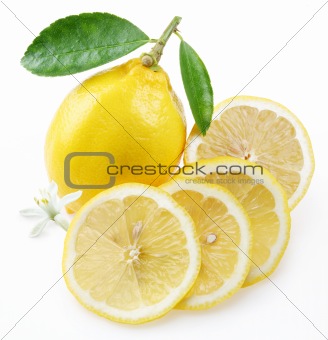 Lemon with section on a white background