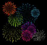 Set of fireworks vector illustrations