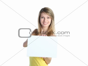 girl with the big white form in hands