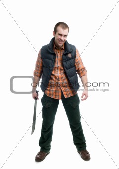 young man with machete