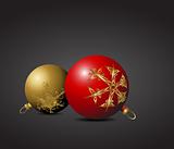 Red and golden Christmas bulbs