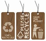 Set of three recycling grunge tags