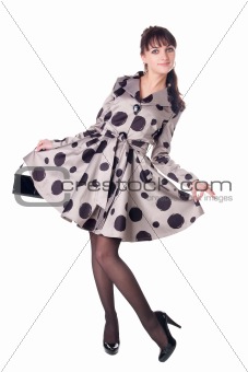 cheerful coquette in retro style dress