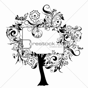 Decorative floral tree, vector