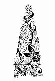 Decorative floral christmas tree, vector