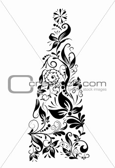 Decorative floral christmas tree, vector
