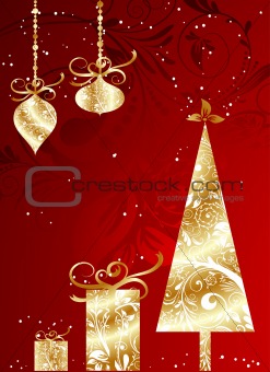 Christmas card with an ornament, vector