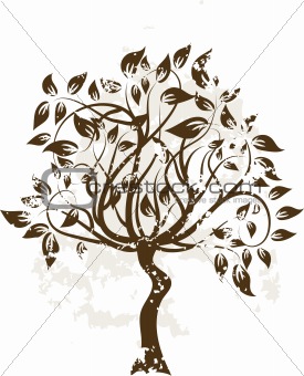 Decorative grunge tree, vector illustration