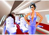Elegant Woman in a Private Jet