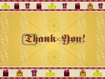 abstract yellow background with thankyou text and gifts