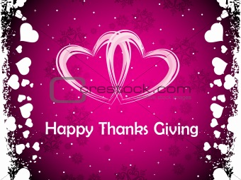pink hearts background with thanksgiving text