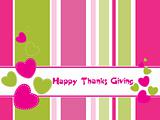 stripes background with thanksgiving text and hearts