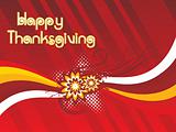 happy thanksgiving text on red floral background