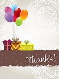 abstract background with gifts ballons and thankyou text