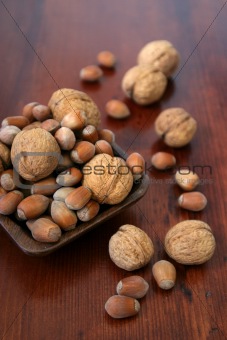 Hazelnuts and walnuts