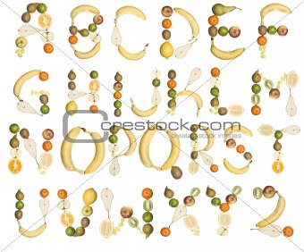 The Alphabet formed by fruits
