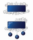 Isolated blue & silver Christmas frames
