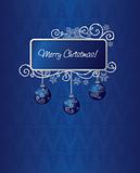 Blue & silver Christmas card illustration