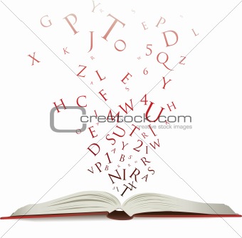 open book with letters