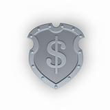 metal shield with dollar sign