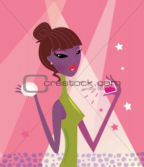 Beauty woman with cosmetics and parfume