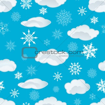 seamless snowflakes and clouds