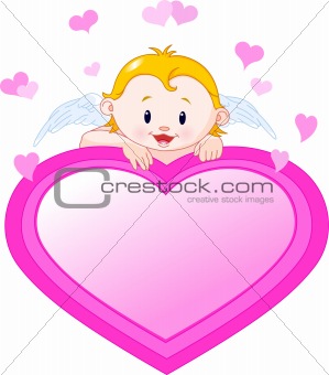 Little Angel and valentine heart