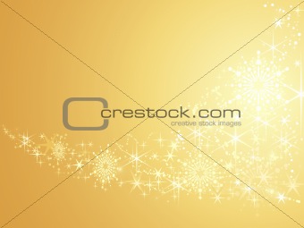 Sparkling stars on golden abstract background