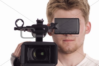 man with video camcorder