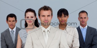 Confident business team in front of the camera