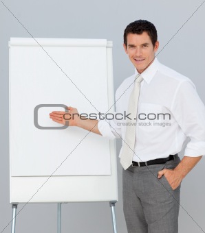 Confident businessman giving a presentation