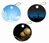 Round Christmas and winter tags