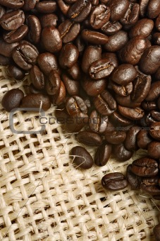 Coffee beans from canvas sack