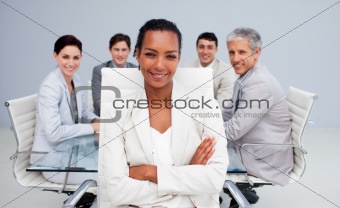 Happy Afro-American businesswoman in a meeting