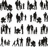 Set of family silhouetted (vectors)