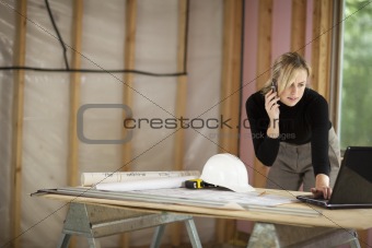 Woman Working at Construction Site
