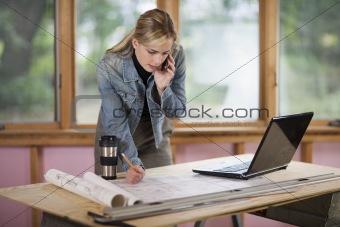 Woman Working at Construction Site