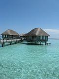 Maldives water house and sea